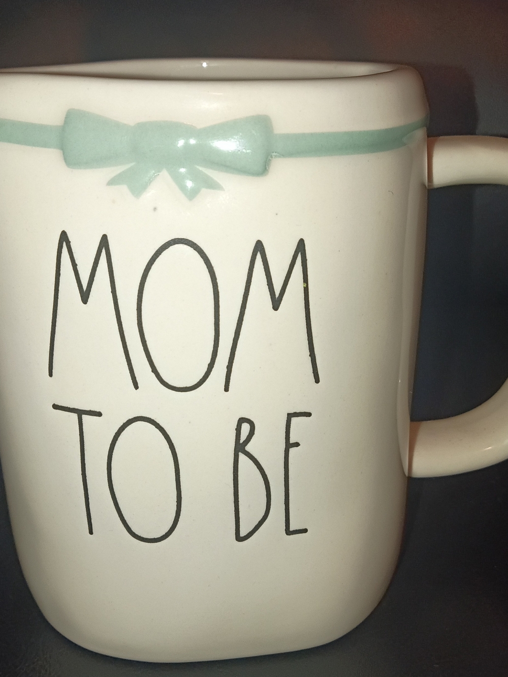 Rae Dunn Mom To Be White Ceramic Mug with Black Print 20 oz